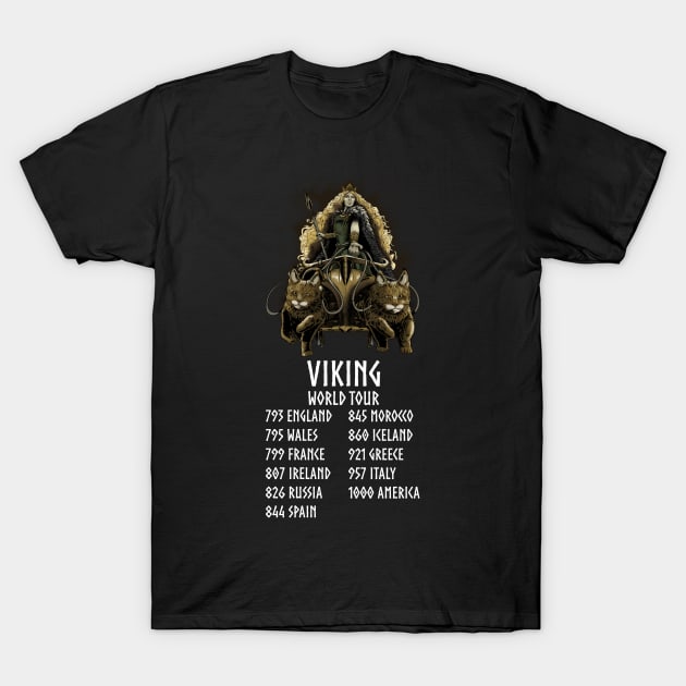 Pagan Norse Mythology - Goddess Freya - Viking World Tour T-Shirt by Styr Designs